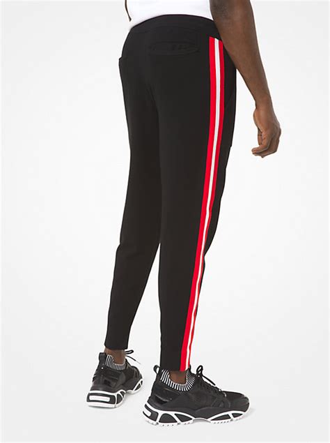 black michael kors bold side stripe jogger|Contrast Stripe Stretch Viscose Joggers .